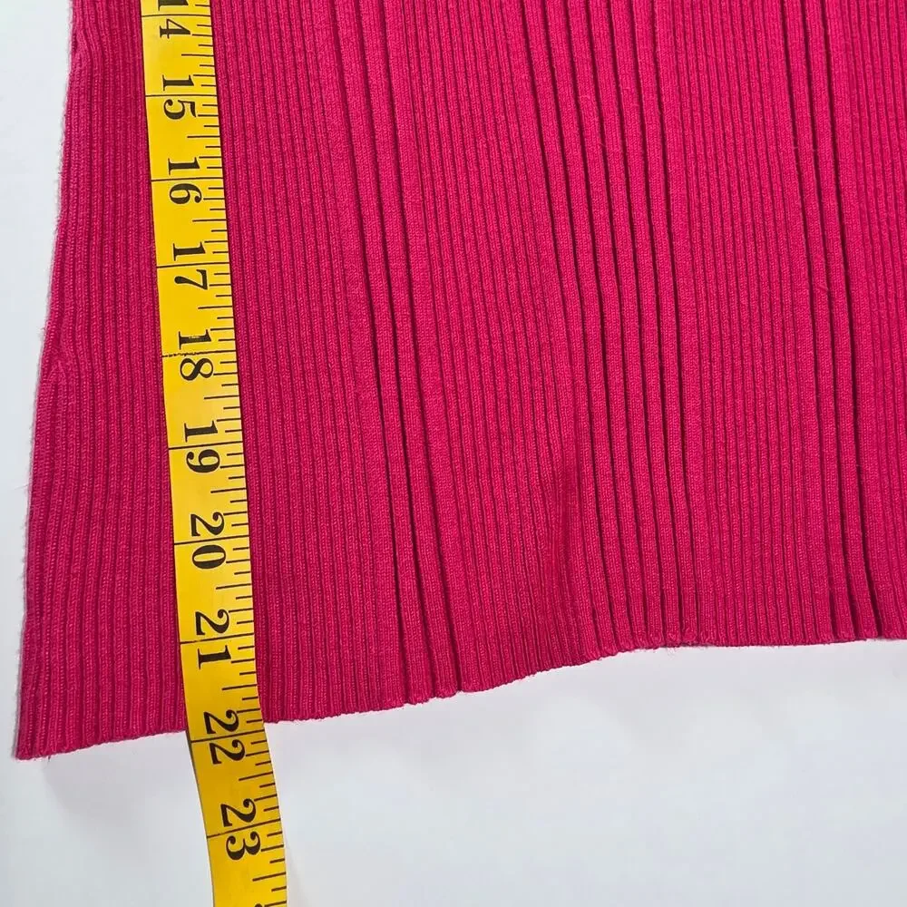 No Boundaries Fuchsia Ribbed Knit Long Sleeve Juniors XL V-Neck Stretch Casual